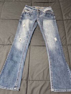 Women’s Wallflower Distressed Bootcut Jeans Button Pockets